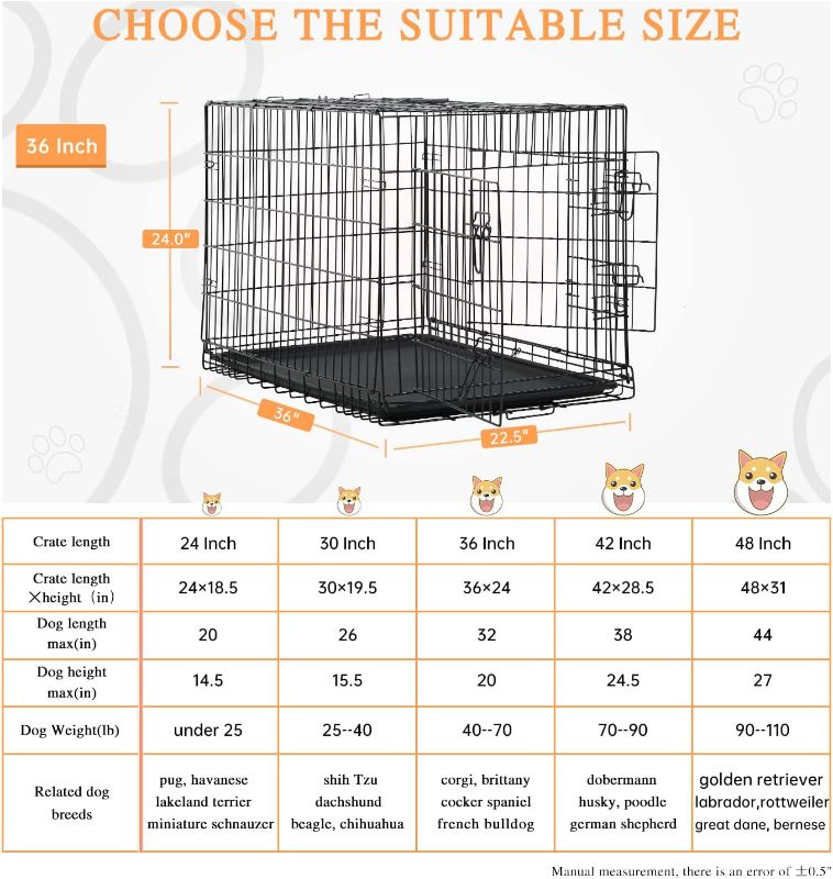 Photo 1 of **SEE NOTES** Pet Dog Crate, 36 Inches Metal Wire Large Dog Cage Double Door Folding Dog Kennel with Divider Panel, Leak-Proof Plastic Pan, Indoor Outdoor Pet Crates for Small Medium Breed Dogs Animals
