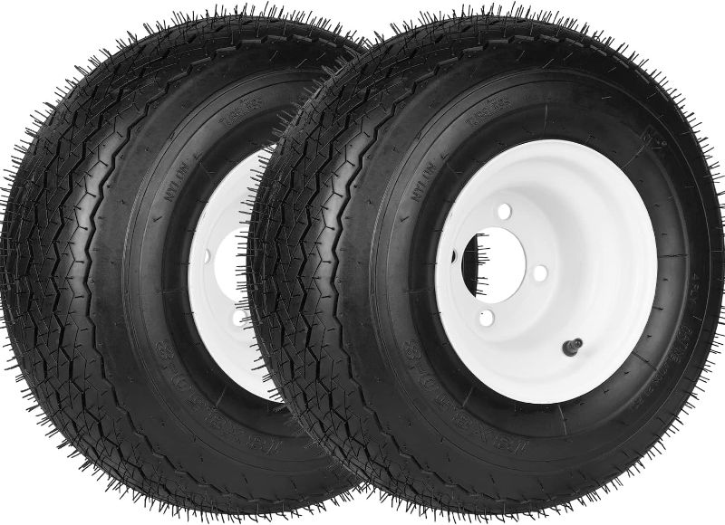 Photo 1 of 2-Pack 18x8.50-8 Tractor Turf Tire w/Steel Rim for Golf Carts, Utility Vehicles, and Riding Lawn Mowers (NHS series), 4 Ply Tubeless, Bore ID- 2.83",Max Load- 815lbs
