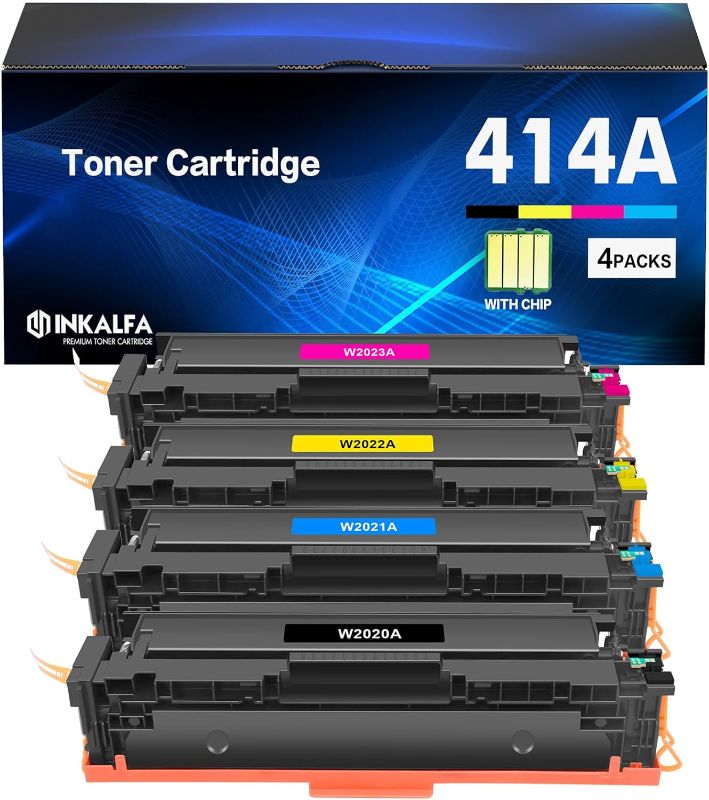 Photo 1 of 414A Toner Cartridges 4 Pack 414X MFP M479fdw Compatible Replacement for HP 414A 414X Work for HP Color Laserjet Pro M479fdn M454dn M454dw Printer
