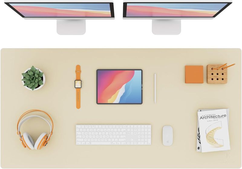 Photo 1 of K KNODEL Large Desk Mat, Office Desk Pad, Computer Desk Mat, Laptop Mat for Desk, Desk Protecor Mat, Desktop Mat, Desk Writing Pad, Desk Blotter Pad, Desk Cover Mat (47.2"x23.6", Ivory Cream)

