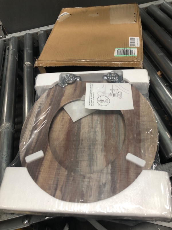 Photo 2 of Round Toilet Seat, Slow Close Wood Toilet Seats, Wooden Toilet Seats with Strong Alloy Hinges, Adjustable Toilet Seat, Easy to Install and Clean Round Rustic