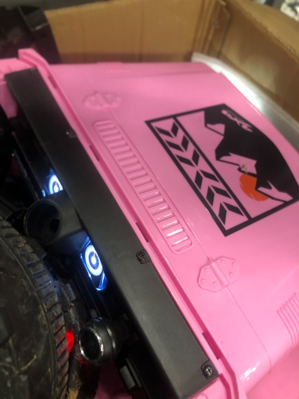 Photo 6 of *unable to test** Hetoy Ride on Truck Car 12V Kids Electric Vehicles with Remote Control Spring Suspension, LED Lights, Bluetooth, 3 Speeds (Pink)