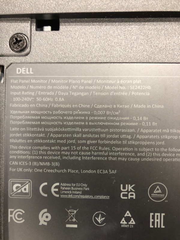 Photo 4 of Dell 24 inch Monitor FHD (1920 x 1080) 16:9 Ratio with Comfortview (TUV-Certified), 75Hz Refresh Rate, 16.7 Million Colors, Anti-Glare Screen with 3H Hardness, Black - SE2422HX 24 Inches SE2422HX