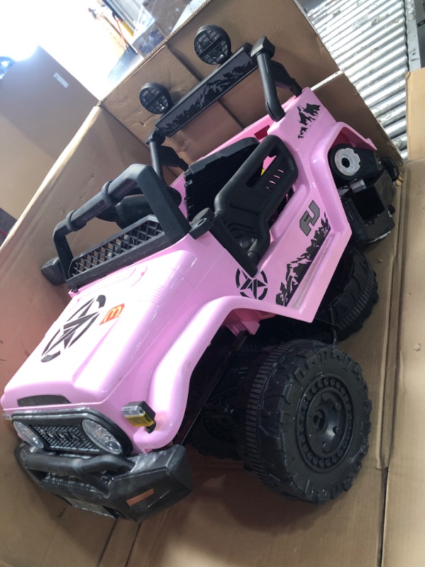 Photo 2 of Costzon Ride on Car, 12V 7Ah Licensed Toyota FJ Cruiser Electric Car w/Remote Control, Shock Suspension, LED Lights & Music, Kids Car to Drive for Toddlers Aged 37-96 Months Old (Pink)