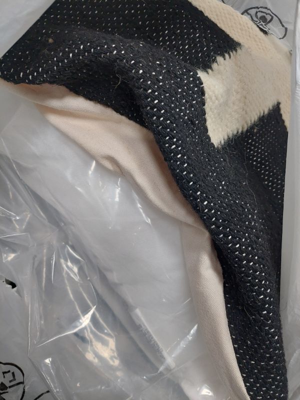Photo 1 of Creative Co-Op Wool Blend Swiss Cross Pillow, 20 inches, Black and Cream