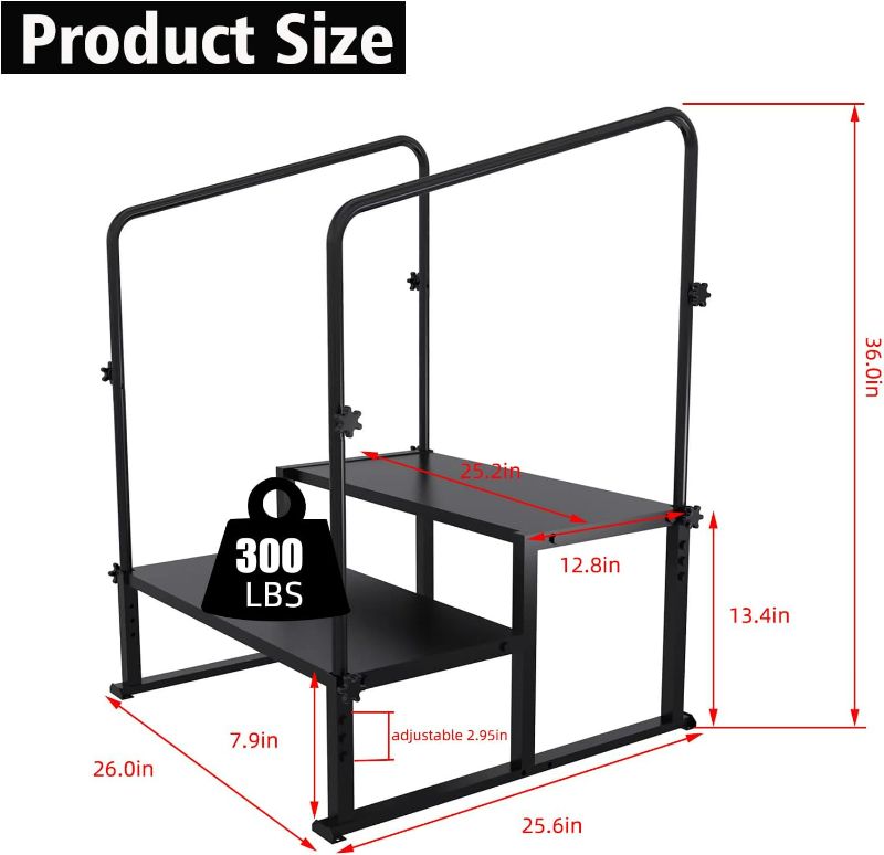 Photo 3 of (READ FULL POST) STRANTHOTHER RV Steps with Handrail,2 Steps Mobile Home Stairs,Hot Tub Step Stool with Handrail,Outdoor RV Stairs with Platform,Portable Stairs for Travel Trailer,Motor Home,Camper with Non-Slip Mat