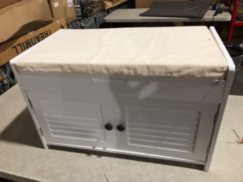 Photo 8 of ***NONREFUNDABLE - NOT FUNCTIONAL - FOR PARTS ONLY - SEE COMMENTS***
Knowlife Shoe Storage Bench with Lift Top Storage, Entryway Bench with Door Cabinet, Adjustable Shelve, Cushioned Seat and Handle for Entryway, Hallway, Window and Closet White, 15.94"D 