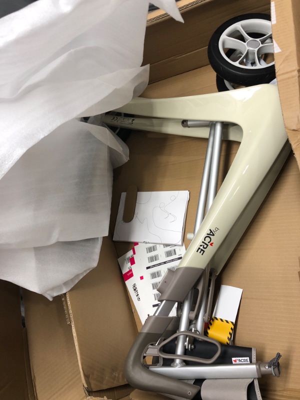 Photo 1 of byACRE Carbon Ultralight Rollator Walker with Organizer Bag, Oyster White, Regular Track oyster white regular track