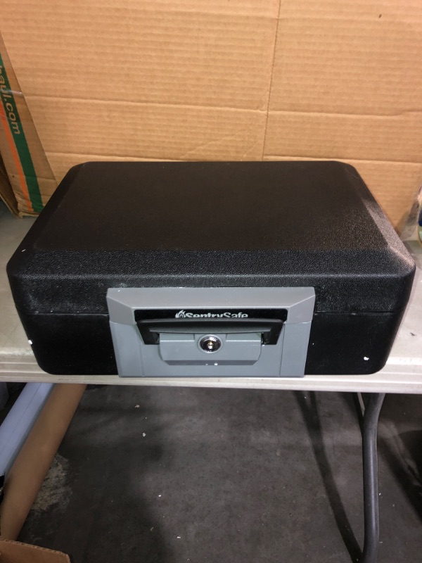 Photo 2 of (READ FULL POST) SentrySafe Fireproof Safe Box with Key Lock, Chest Safe with Carrying Handle to Secure Valuables and Jewelry, 0.25 Cubic Feet, 6.3 x 15.3 x 12.1 Inches, 1160 0.25 cu. ft. fire resistant box Box