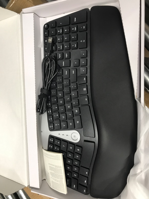 Photo 2 of Nulea Ergonomic Keyboard, Wired Split Keyboard with Pillowed Wrist and Palm Support, Featuring Dual USB Ports, Natural Typing Keyboard for Carpal Tunnel, Compatible with Windows/Mac