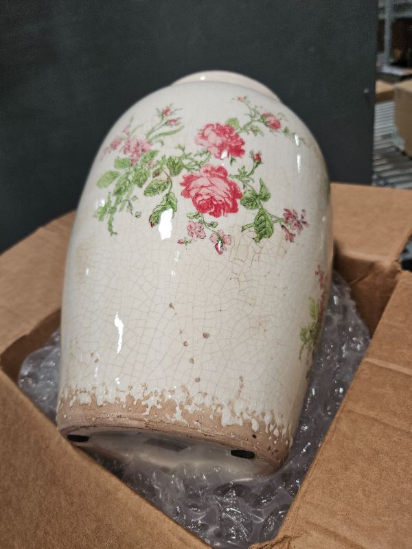 Photo 2 of 12.5in. Tuscan Ceramic Floral Print Vase