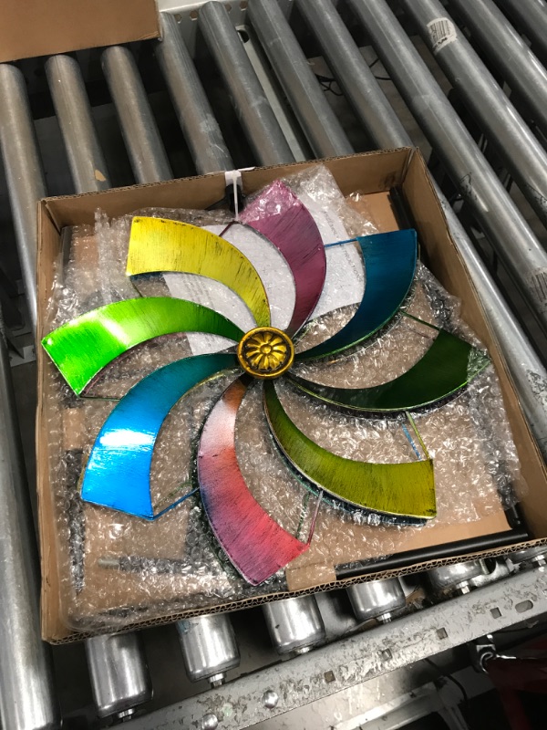 Photo 2 of Wind Spinner Multicolored Outdoor Metal Sculpture Kinetic Colorful Wind Spinners for Yard and Garden