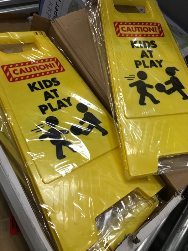 Photo 2 of 4 PCS Caution! Kids at Play! Warning Board Sign Kids Playing for Yards, Neighborhoods, Schools, Day Cares, Park & Street, Sidewalk, & Driveway
