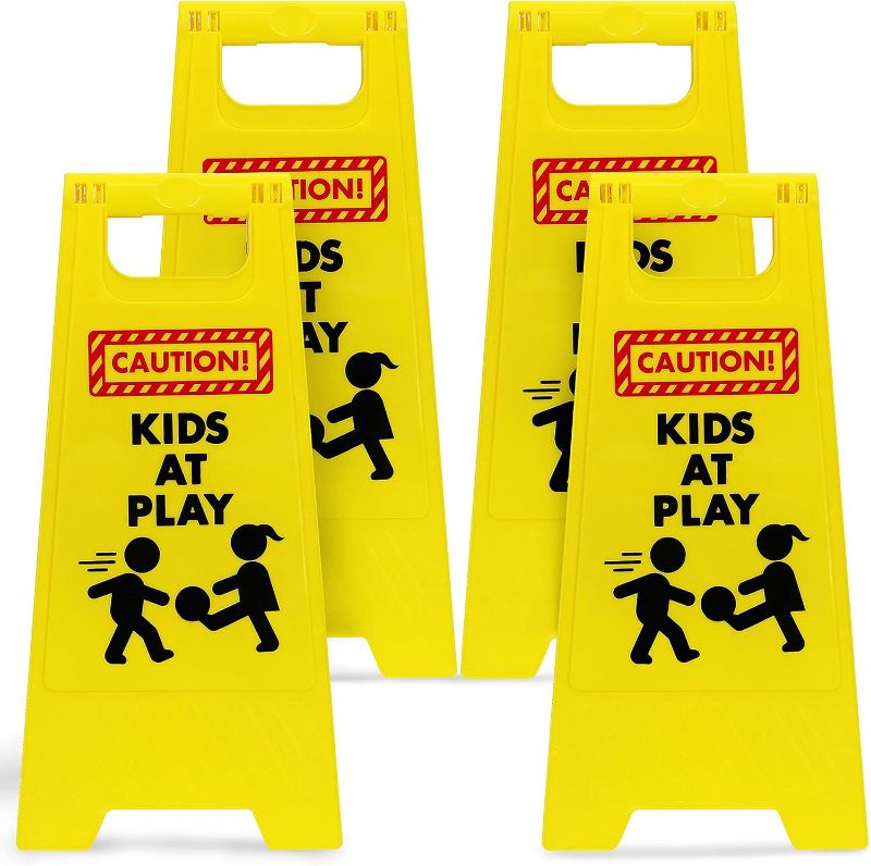 Photo 1 of 4 PCS Caution! Kids at Play! Warning Board Sign Kids Playing for Yards, Neighborhoods, Schools, Day Cares, Park & Street, Sidewalk, & Driveway
