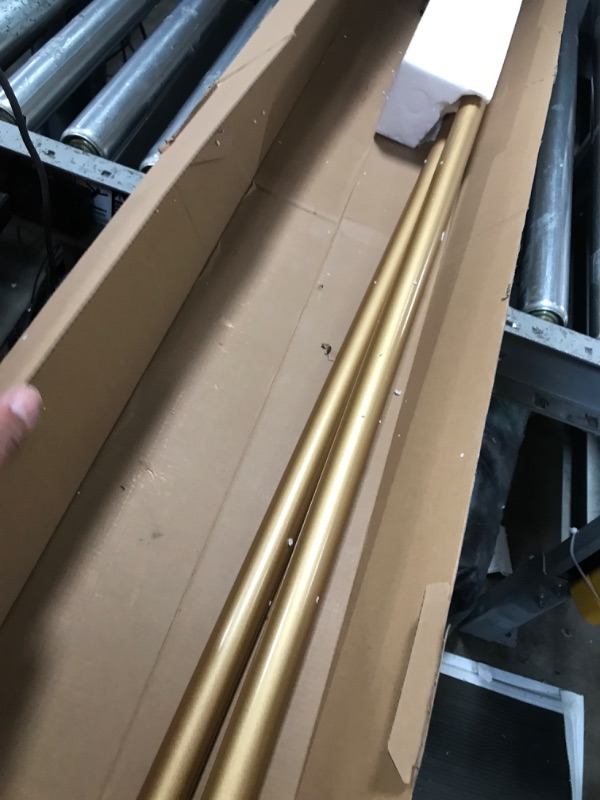 Photo 3 of **missing hardware** USFOOK 1 Inch Curtain Rods for Windows, 110 to 195 Inches (9.2-16.2 ft) Telescoping Single Drapery Rod Set with Translucent Finials Embedded with gold Foil, Luxury Gold 110-195" Luxury Gold