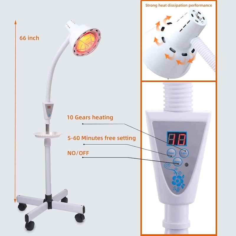 Photo 4 of (READ FULL POST) Infrared Light,275W Near Red Infrared Heat Lamp for Relieve Joinpt Pain and Muscle Aches White