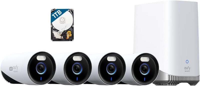 Photo 1 of eufy Security eufyCam E330 (Professional) 4-Cam Kit, 4K Outdoor Security Camera System, 24/7 Recording, Plug-in, Wi-Fi NVR, 1TB Hard Drive Included, 10CH, Local Storage, No Monthly Fee