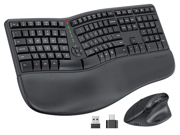 Photo 1 of  Wireless Keyboard and Mouse, Computer Keyboard Mouse, 3 DPI Adjustable USB A and USB C Adapter Full-Sized Cordless Keyboard and Mouse, Wrist Rest for PC/Computer/Laptop/Windows/Mac, Black