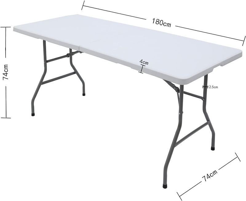 Photo 4 of (NON-REFUNDABLE) deaciber 6ft Folding Table 72 inch Plastic Fold in Half w/Handle Heavy Duty Portable Indoor Outdoor for Garden Party Picnic Camping BBQ Dining Kitchen Wedding Market Events 183CM Folding Table