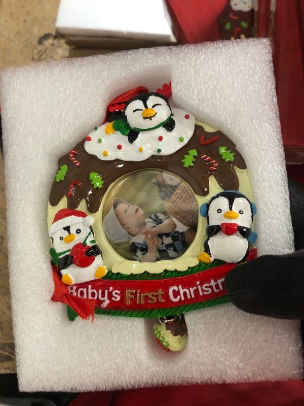 Photo 2 of HERZOME Babys First Christmas Picture Frame Ornament 2023 Christmas Photo Ornament for Newborn Cute Baby Christmas Tree Ornament Style2