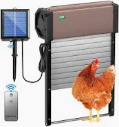 Photo 1 of AECOJOY Automatic Chicken Coop Door with Solar Powered, Power Adapter&Battery Powered, Timer, Light Sensor, Remote Control Chicken Door Opener Aluminum Chicken Coop Door w/Display, Anti-Pinch Design