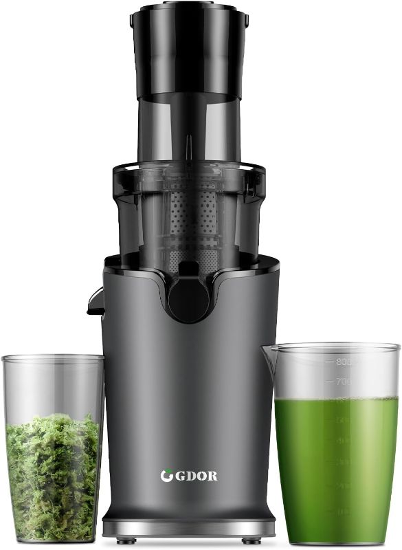 Photo 1 of Cold Press GDOR Juicer with 3.5” Feed Chute, Tritan Material, Powerful 100NM Motor Slow Juicer Machines, Heavy Duty, Masticating Juice Extractor Fits Whole Fruits & Veggies, Easy to Clean, Cool Grey

