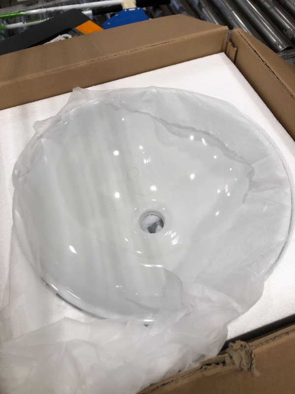 Photo 1 of **NOT EXACT SAME AS STOCK PHOTO** IOROYO Circle Vessel Sink - 16.5"x16.5" Bathroom Sink Circle Shape Above Counter White Porcelain Ceramic Bathroom Vessel Vanity Sink White