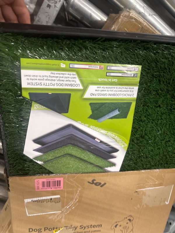 Photo 3 of LOOBANI Dog Grass Pad with Tray Large, Indoor Dog Potties for Apartment and Patio Training, with 2 Packs Loobani Dog Grass Pee Pads for Replacement
