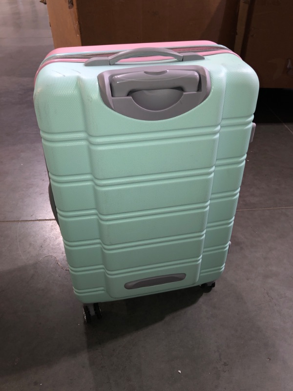 Photo 3 of (READ FULL POST) Rockland Melbourne Hardside Expandable Spinner Wheel Luggage, Bright Green, Checked-Large 28-Inch Checked-Large 28-Inch Bright Green