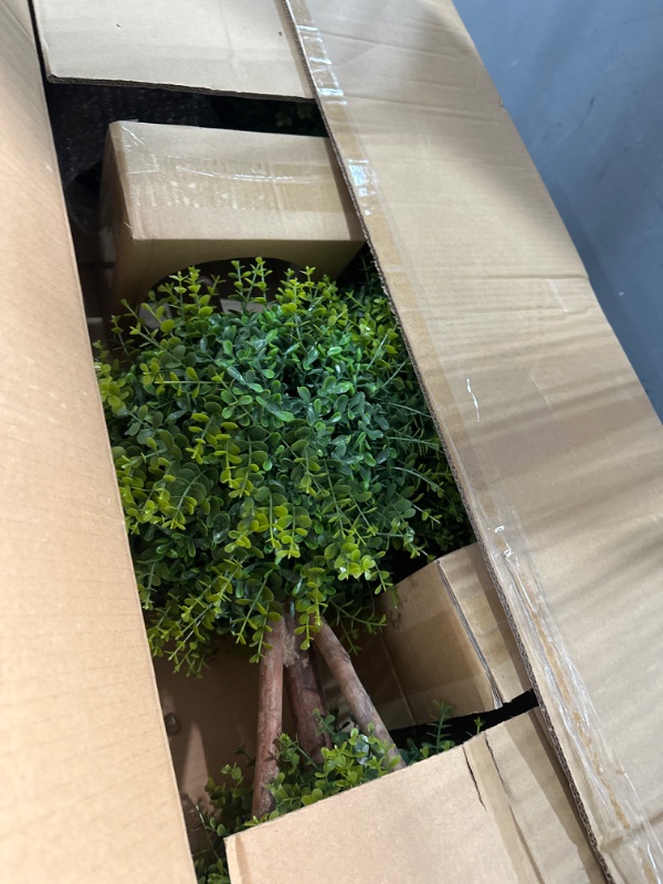 Photo 1 of 39 Inch Boxwood Topiary Artificial Tree Set of 2, UV Resistant Indoor/Outdoor Topiary Fake Tree Decoration for Home Garden & Warehouse, Faux Boxwood Ball Plants