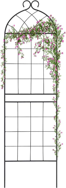 Photo 1 of ***USED - DAMAGED - BENT***
1 Pack Garden Trellis 71" H x 19.7" W for Climbing Plants Support Rustproof Metal Iron Rose Trellis for Vines Flower Cucumbers Plant Stand Black