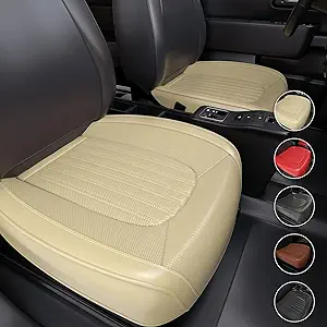 Photo 1 of FEELON 2 Pieces ZC Car Seat Covers Front Bottom Seat Cushion Covers, Waterproof Nappa Leather, Anti-Slip and Wrap Around The Bottom, Universal Auto Interior Fit for Sedans SUV Pick-up Truck, Beige