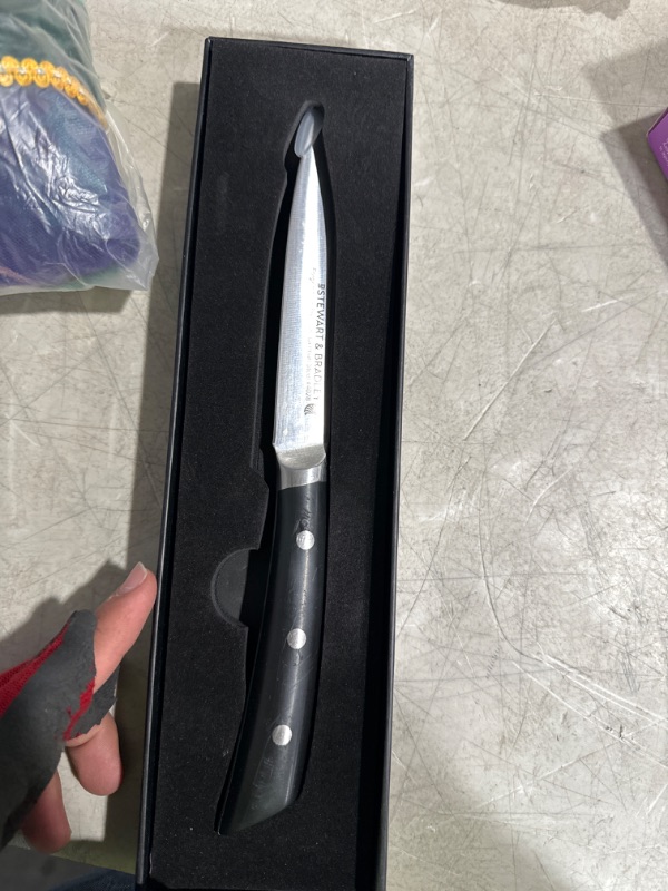 Photo 2 of STEWART & BRADLEY 5Inch Utility Knife. MasterPro Series Full Tang, Razor Sharp, Ultra Fine Highly Tempered German Steel 4028, Forged to 1400 degrees, Precision Diamond Sharpened