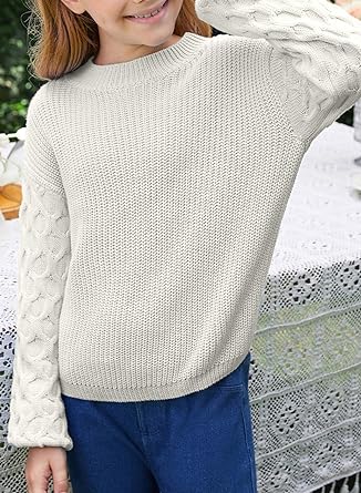 Photo 1 of blibean Girl Lantern Long Sleeve Sweater Kid Size 7-14 Years Old 12-13 Years A White