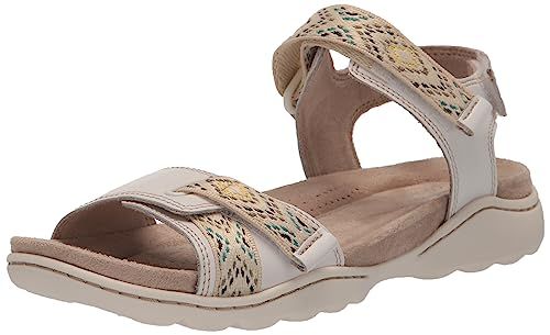 Photo 1 of Clarks Women's Amanda Sprint Flat Sandal, White Leather, 10
