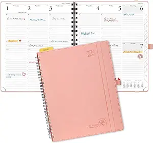 Photo 1 of POPRUN Planner 2023-2024 (8.5'' x 10.5'') Academic Year Calendar (July 2023 - June 2024) with Hourly Time Slots, Monthly Weekly & Daily Organizer for time Management, Soft Leather Cover - Pink Pink Large-8.5'' x 10.5''