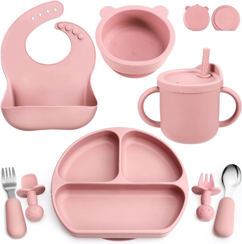 Photo 1 of BABY FEEDING SET 10PCS PINK GREY 