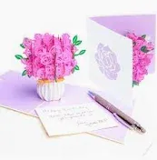 Photo 1 of PopLife Pink Roses Pop Up Mother's Day Card - 3D Happy Anniversary, Bouquet Pop Up, Valentine's Day Card, Happy Birthday, Engagement - for Mom, for Daughter, for Wife, for Sister