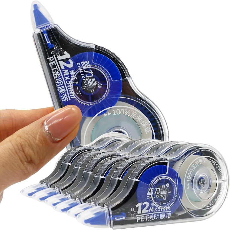 Photo 1 of VIHOGFINT White Out Correction Tape, Eliminate Mistakes with Ease, 39.4 Feet 6-Count of Blue Housing White Corrective Tape, Easy to Use Thickened Belt Core for Teacher School Office