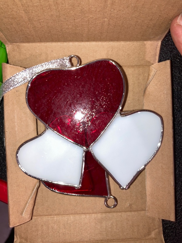 Photo 1 of (READ FULL POST) Voumsil Stained Glass Window Hanging Car Hanging Big Heart Suncatcher Handcrafted Love Ornament for Home Décor Car Decor, Weddings, Valentine's Day Gifts Green