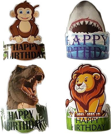 Photo 1 of 32PCS ANIMAL BIRTHDAY PARTY HATS CLASSROOM ZOO PARTY 