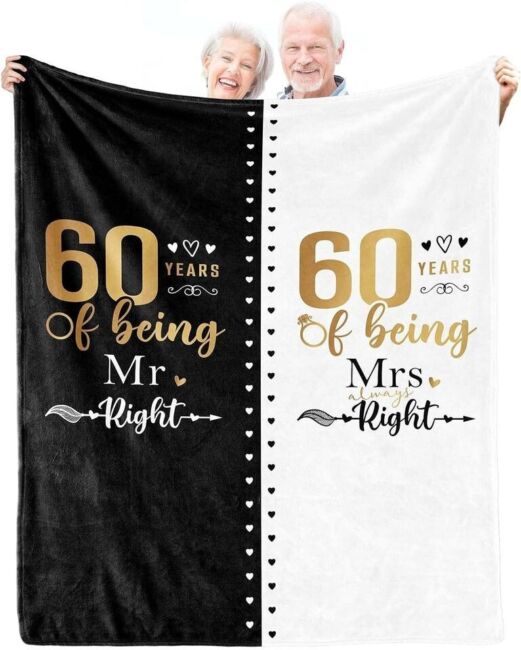 Photo 1 of 25th Anniversary Blanket Gifts Gift for 25th Silver Wedding Anniversary 25 Years of Being Mr/ Mrs Always Right Present 25 Years of Marriage Gifts for Couple Friends Parents Wife Husband Dad Mom 25 Mr Right 60in*50in