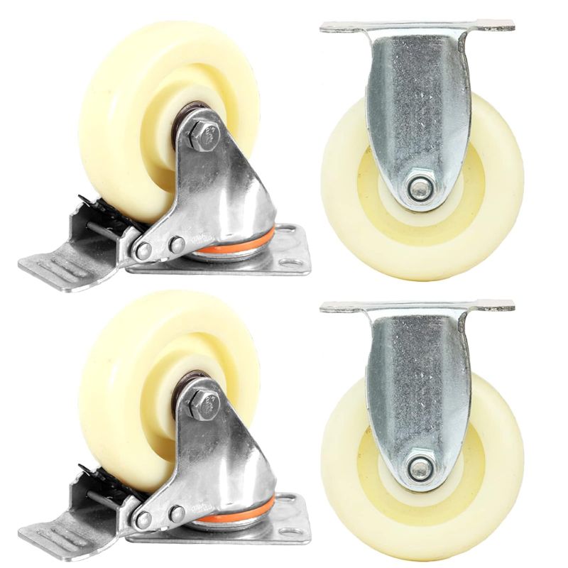 Photo 1 of 3 inch Polyamide Caster Wheels Heavy Duty casters Set of 4 Load 440lbs,Swivel Caster Quiet Anti-Skid with Brake 360-degree Swivel Castors for Furniture and Workbench Cart