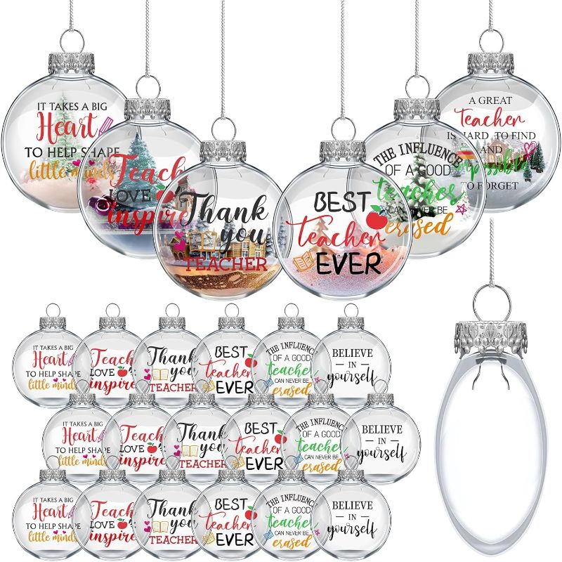 Photo 1 of 24 Pcs Appreciation Clear Christmas Ornament Balls 3.15 inch Transparent Plastic Fillable Hanging Balls Appreciation Balls for Christmas Tree Crafting Home Decor
