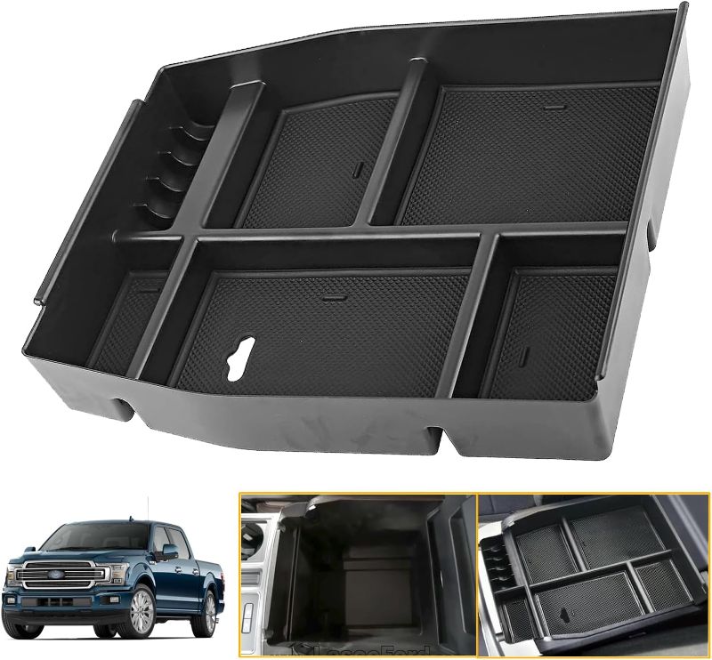 Photo 1 of 2020 2019 F150 Center Console Organizer Tray Storage Box, Compatible with 2015-2020 F150 Raptor Center Armrest Glove Storage Box Accessories…
