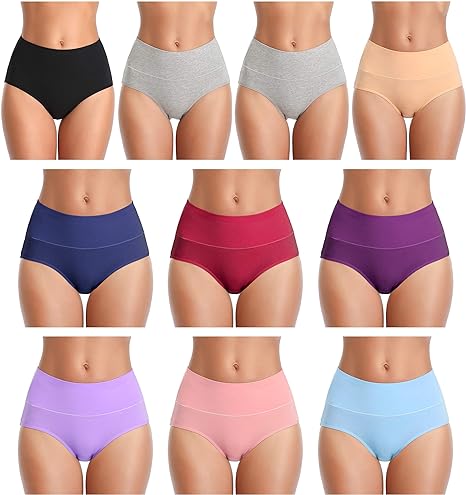 Photo 1 of ASIMOON Womens Underwear Cotton High Waisted Briefs No Muffin Top Soft Breathable Ladies Panties Multipack 3XL