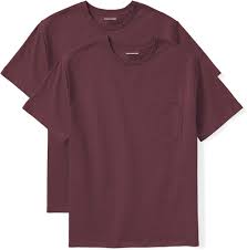 Photo 1 of Amazon Essentials Men's Slim-Fit Short-Sleeve Crewneck T-Shirt, Pack of 2 Small Maroon No Pocket LARGE