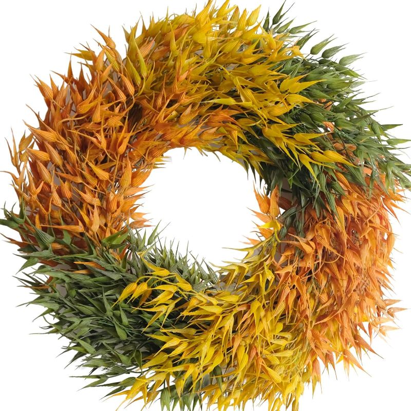 Photo 1 of 
TEMPUS Autumn Tricolour Wheat Wreath 20" Autumn Harvest Wreath Thanksgiving Fall Decor Front Door Indoor or Outdoor Wall Home Party Decoration