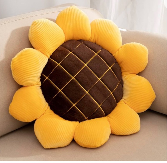 Photo 1 of 19" 3D Flower Floor Pillow Seating Cushion Mat & Sunflower Shaped Decorative Plush Throw Pillows Cushions, for Home Room Decor, for a Reading (Yellow, 19 inch) 