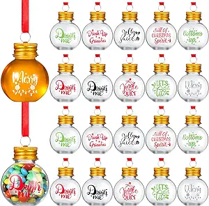 Photo 1 of 100 Pcs Christmas Clear Bottles Fillable Light Bulb Ball Tree Ornaments Clear Plastic Ball Christmas Ornaments for Crafts Juice Baubles for Xmas Party(Gol